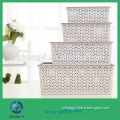 Plastic Wicker Storage Basket with Lid